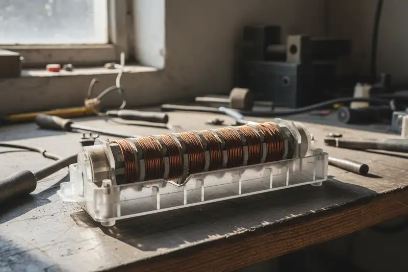 Blankdraht-Heizsystem eines modernen Durchlauferhitzers in Nahaufnahme