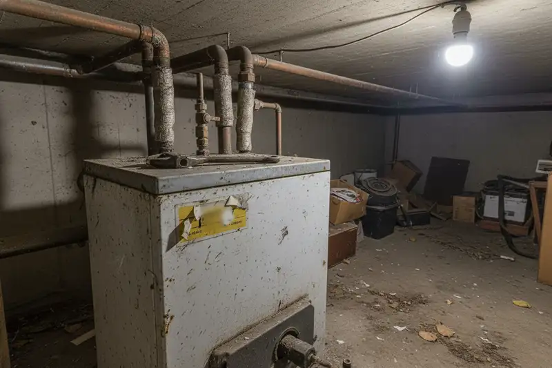 Alte Gasheizung im Keller eines deutschen Einfamilienhauses