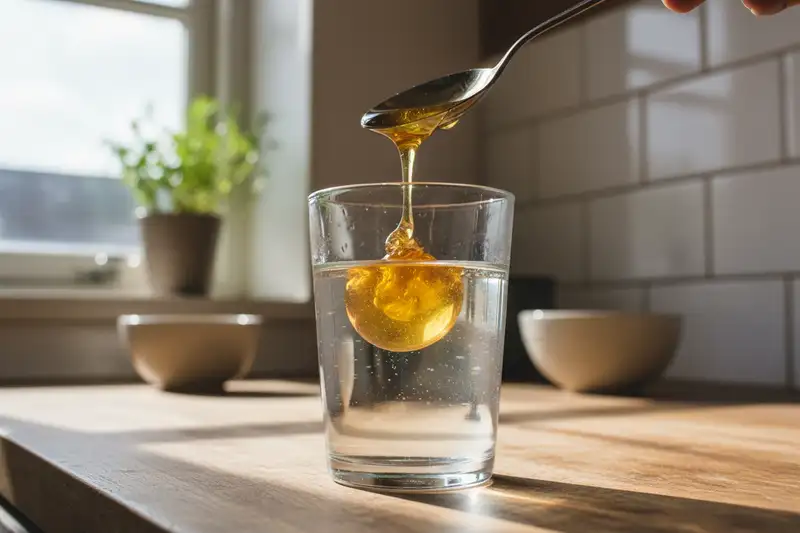 Wassertropfen-Test mit Honig im Glas
