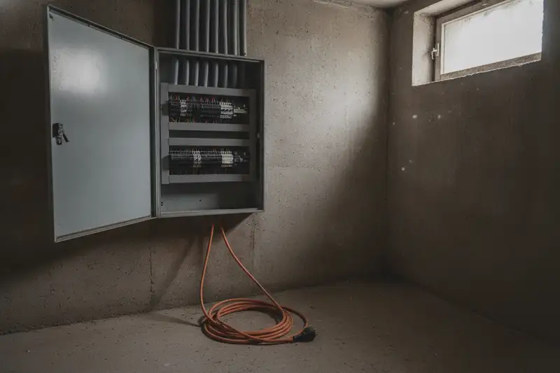 Geöffneter Zählerschrank mit Sicherungen im Keller - bei alten Anlagen der heimliche Kostentreiber der Wallbox-Installation