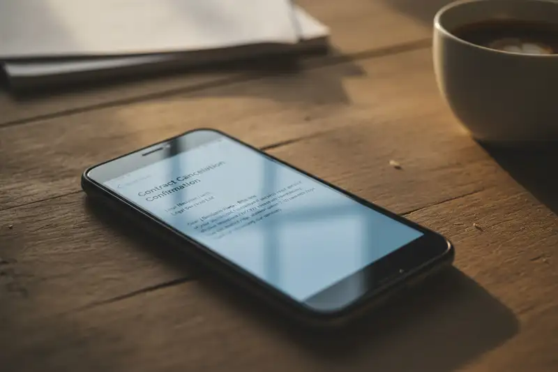 Smartphone mit Eingangsbestätigung des Widerrufs per E-Mail