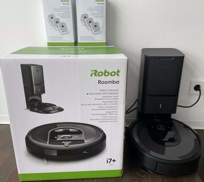 iRobot Roomba i7+ Der iRobot Roomba i7+ inklusive Verpackung.